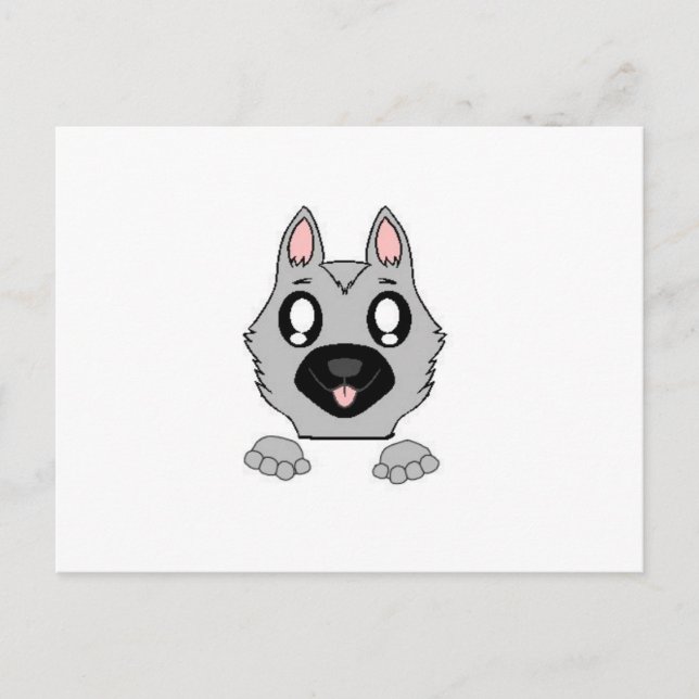 Cartão Postal German shepherd Prata e Cartografia Preta de Pequi (Frente)