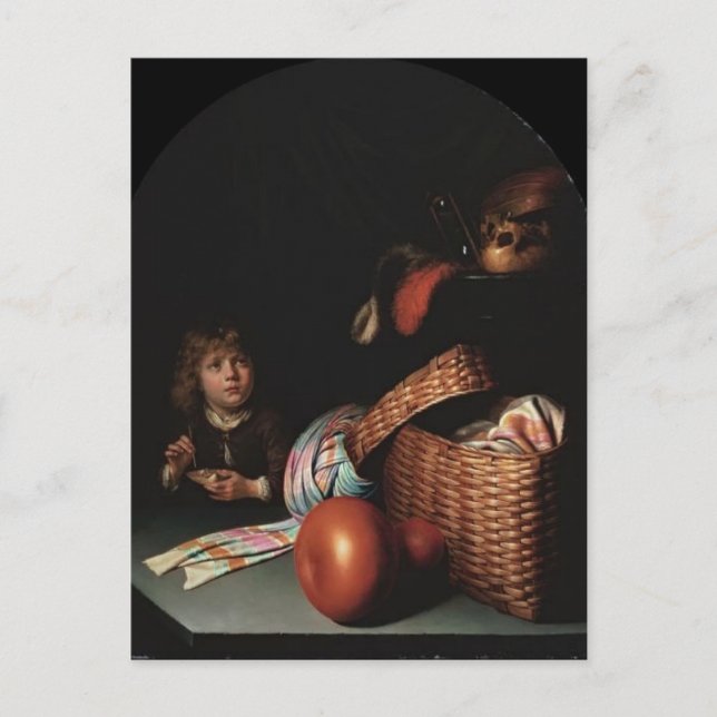 Cartão Postal Gerrit Dou - Ainda A Vida, Rapaz Soprando Bolhas (Frente)