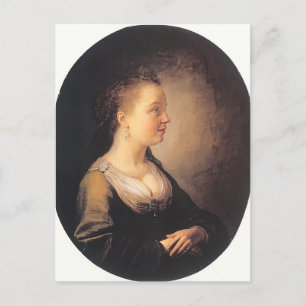 Cartão Postal Gerrit Dou - Retrato de uma Jovem Mulher