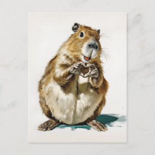 Cartão Postal Gesto de Amor de Capivara Fofa
