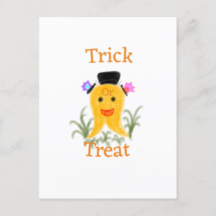 Cartão Postal Gesto fantasma amarelo alaranjado ou travessar