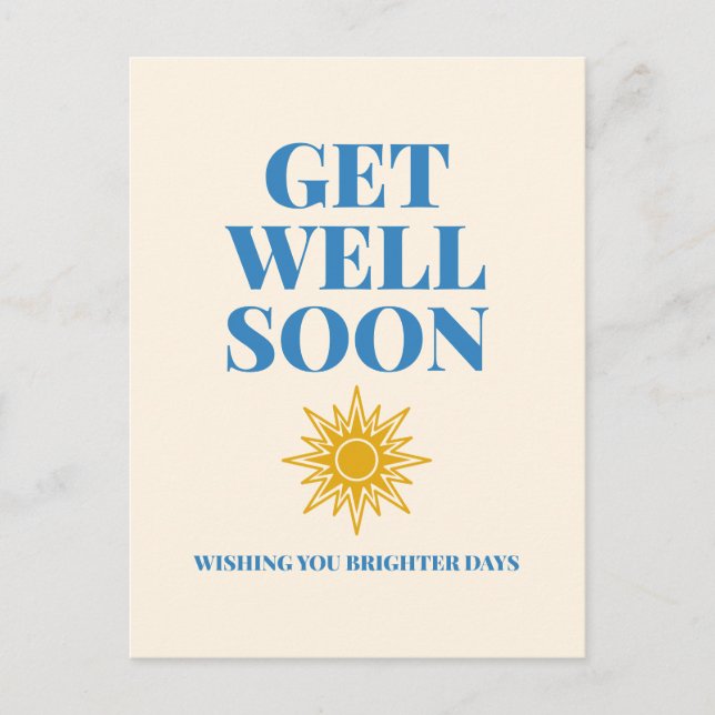Cartão Postal Get Well Soon Wishing You Brighter Days Postcard (Frente)