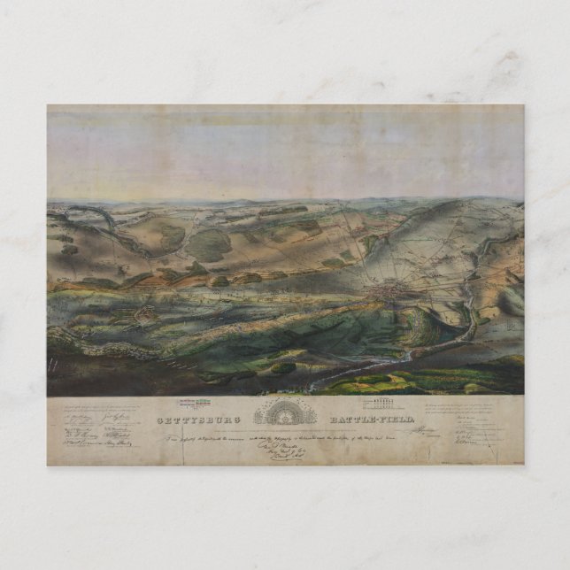 Cartão Postal Gettysburg Battlefield por John Bachelder 1863 (Frente)
