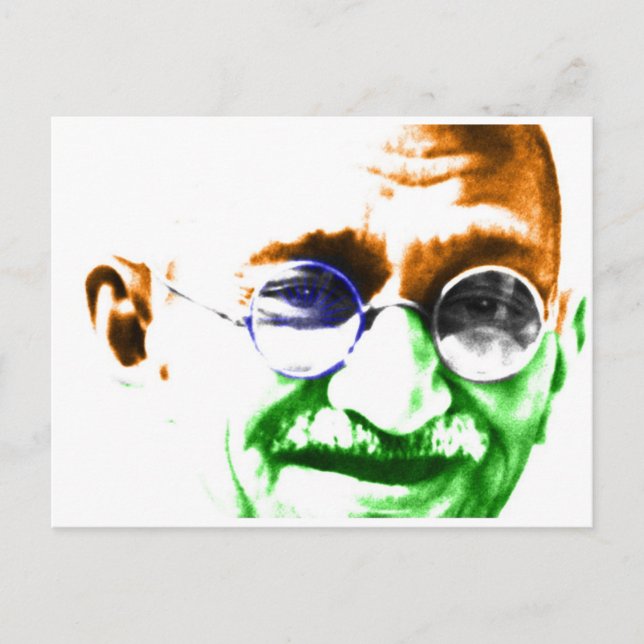 Cartão Postal Ghandi sobre a bandeira indígena sutil (Frente)