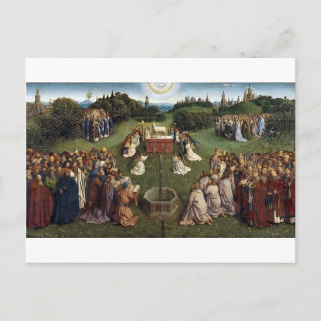 Cartão Postal Ghent Altarpart(detalhe), Van Eyck Brothers (Frente)