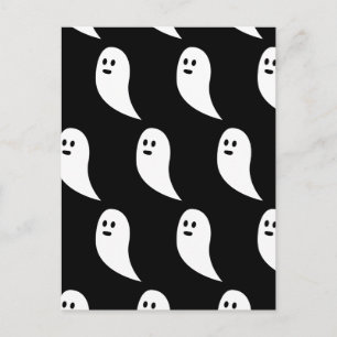 Cartão Postal Ghost Halloween - padrão branco preto