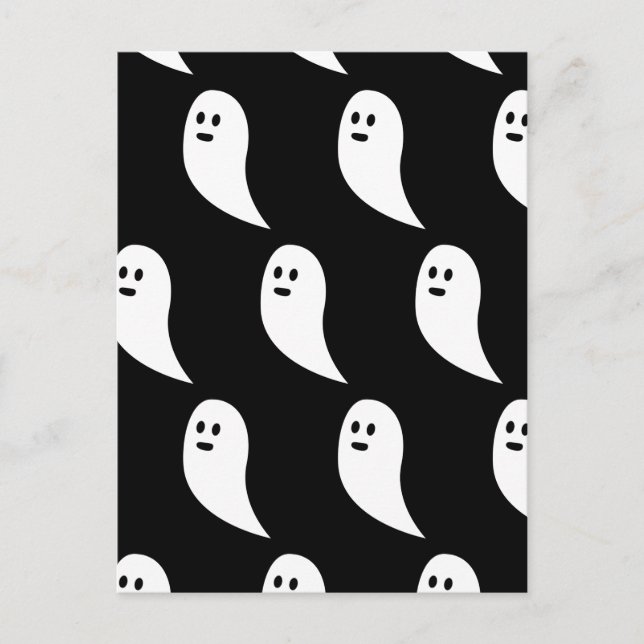 Cartão Postal Ghost Halloween - padrão branco preto (Frente)