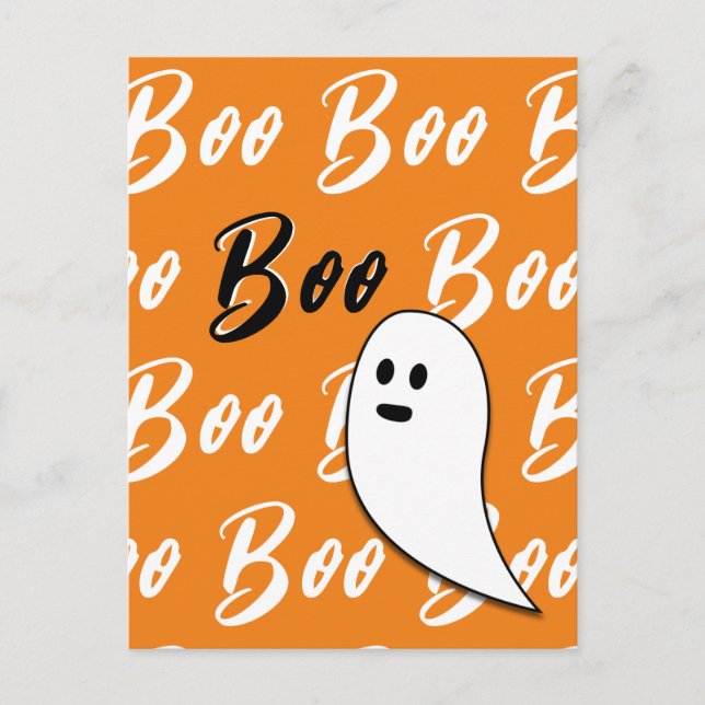 Cartão Postal Ghost Halloween preto - laranja branco (Frente)