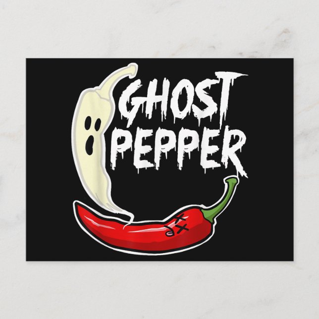 Cartão Postal Ghost Pepper Funny Spicy Hot Halloween Peppe (Frente)