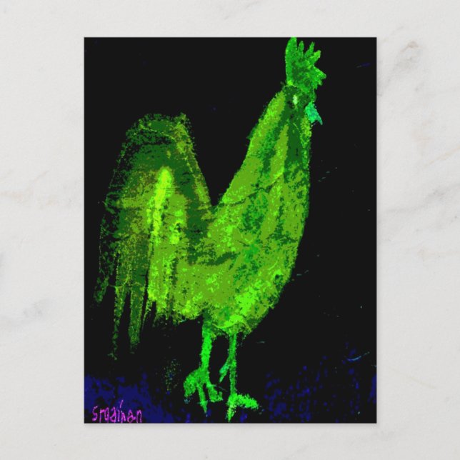 Cartão postal Ghost Rooster Verde (Frente)