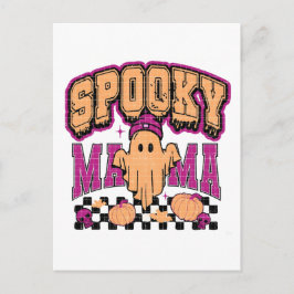 Cartão Postal Ghost Spooky Mama Retro Halloween Vintage Design
