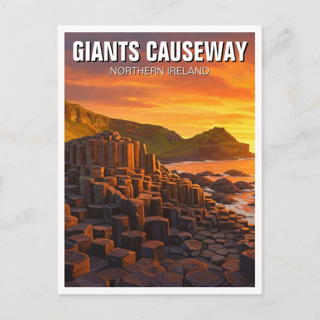Cartão Postal Giants Causeway Norte Irlanda Viagem Sunset (Frente)