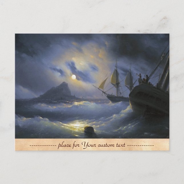 Cartão Postal Gibraltar by Night Ivan Aivasovsky Sea (Frente)