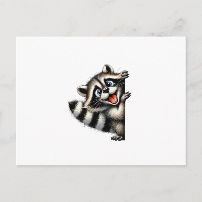 Cartão Postal Gif de Natal Adorable Raccoon - Feriado Bonito (Frente)