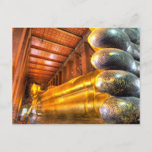 Cartão Postal Gigante Buda reclinado dentro do templo, Wat Pho,