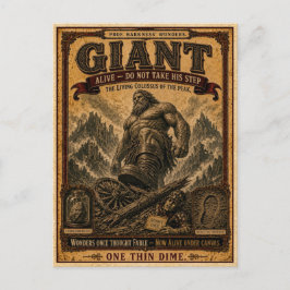 Cartão Postal Gigante, Monstro de Circo Vintage