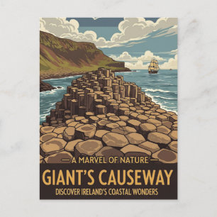 Cartão Postal Gigantes Vintage Calçada da Giant Irlanda do Norte