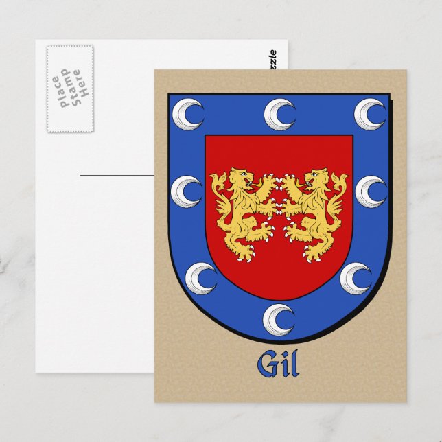 Cartão Postal Gil Ancestral Heraldic Shield (Frente/Verso)