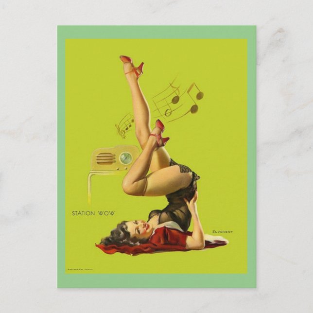 Cartão Postal Gil Elvgren - Pinos de vinheta (Frente)