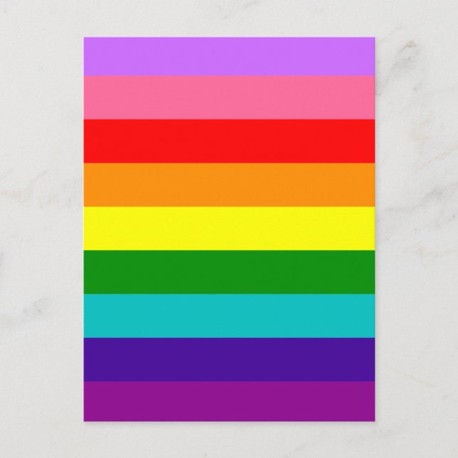 Cartão Postal Gilbert Baker’s 9-Stripe Rainbow Flag (Frente)