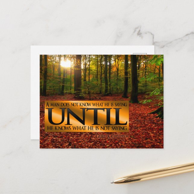 Cartão Postal Gilbert K. Chesterton, citação inspiracional "Dize (Frente/Verso In Situ)