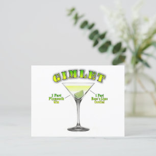 Cartão Postal Gimlet Martini Cocktail Recebe Arte