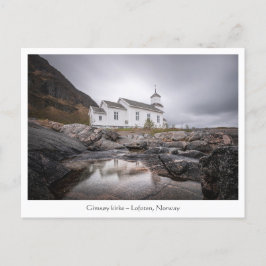 Cartão Postal Gimsoy Church Lofoten Noruega