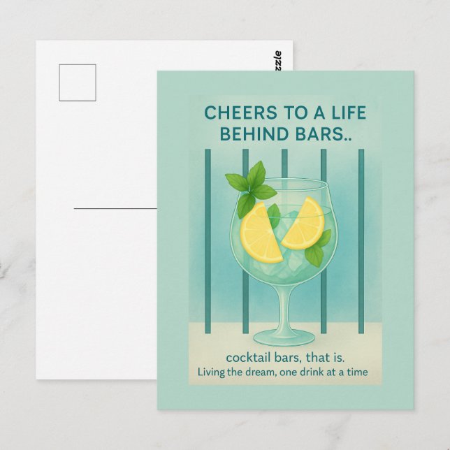 Cartão Postal Gin Lover Card | Cheers Cocktail Humorous (Frente/Verso)