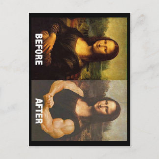 Cartão Postal Ginásio Mona Lisa Antes e Depois Humor Fitness