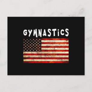 Cartão Postal Ginástica Grunge Americana Bandeira EUA