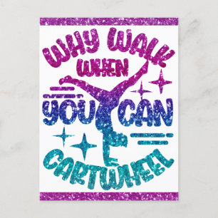 Cartão Postal Ginástica Roda Magenta Turquesa Roxa