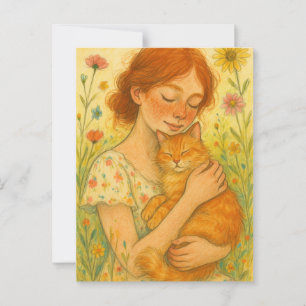 Cartão Postal Ginger Cat Mamãe Laranja Tabby