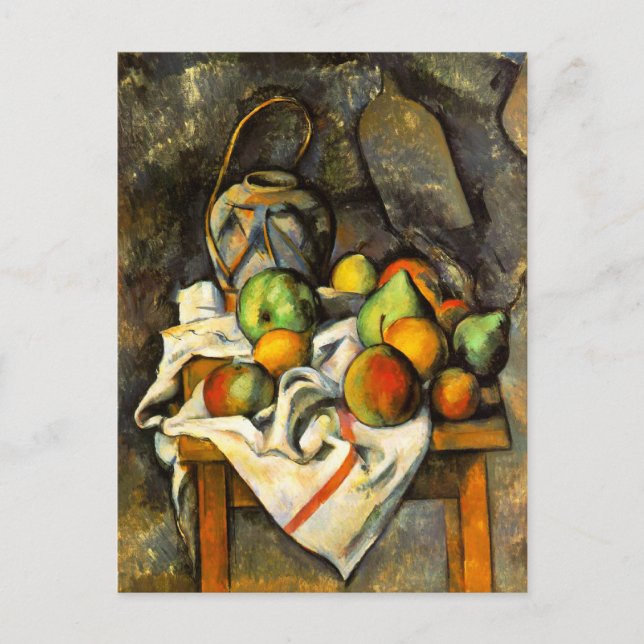 Cartão Postal Ginger Jar e Fruta Fine Art de Cezanne (Frente)