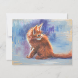 Cartão Postal Ginger Kitten na Luz Pastel