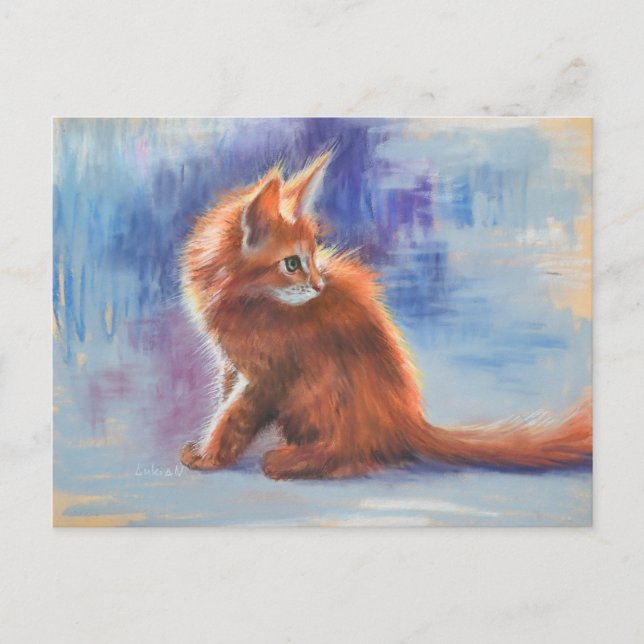 Cartão Postal Ginger Kitten na Luz Pastel (Frente)