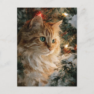 Cartão Postal Ginger Maine Coon Natal