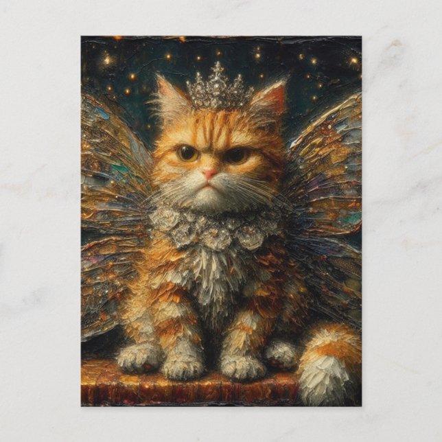 Cartão Postal Ginger Tabby Fairy Cat (Frente)