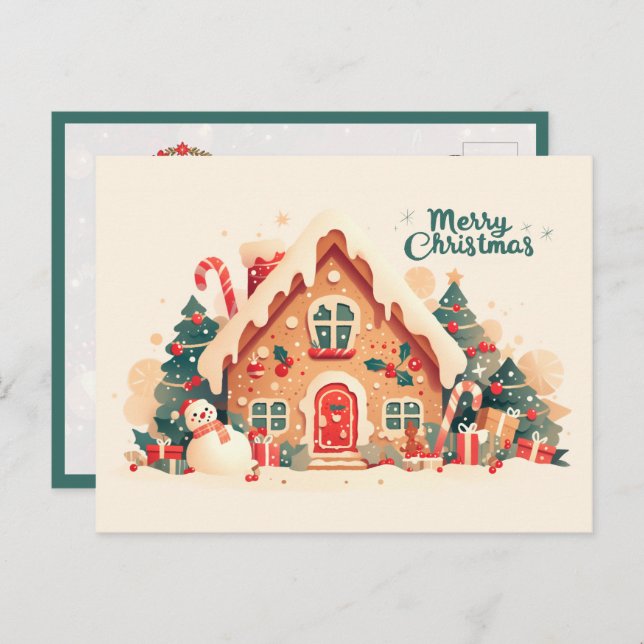 Cartão Postal Gingerbread Christmas House (Frente/Verso)