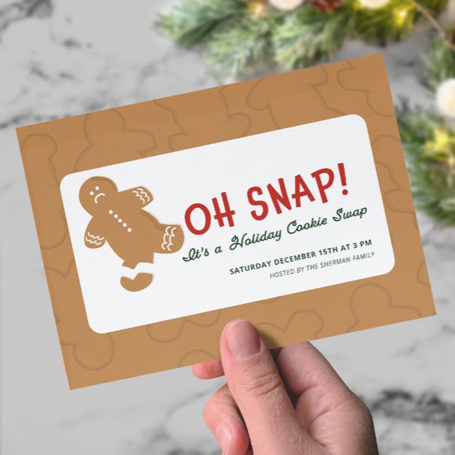 Cartão Postal Gingerbread "Oh Snap!" Holiday Cookie Swap (Criador carregado)
