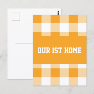 Cartão Postal Gingham Pattern First Home