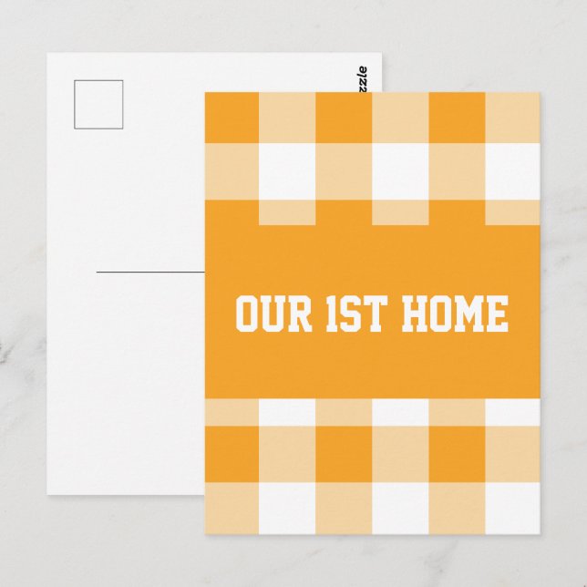 Cartão Postal Gingham Pattern First Home (Frente/Verso)
