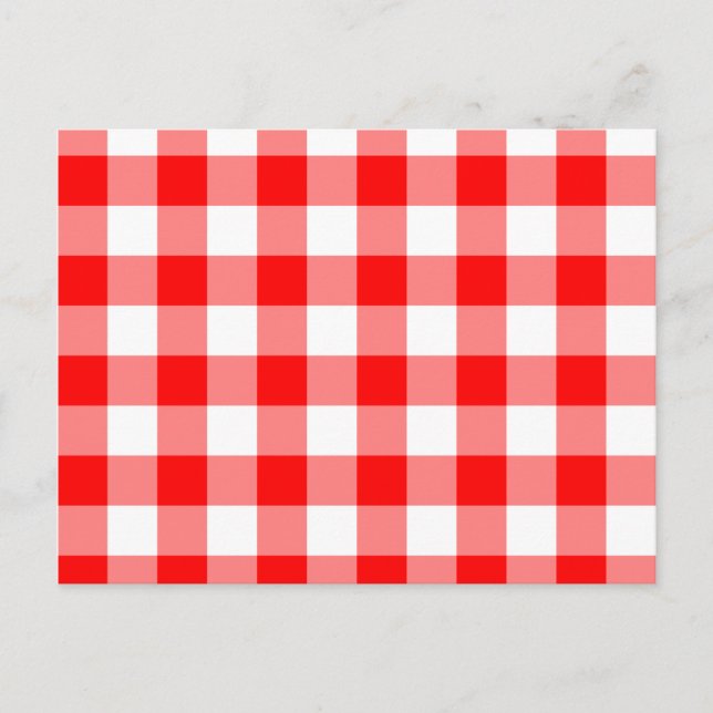 Cartão Postal Gingham Vermelho Brilhante Personalizado (Frente)
