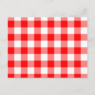 Cartão Postal Gingham Vermelho Escuro Personalizado