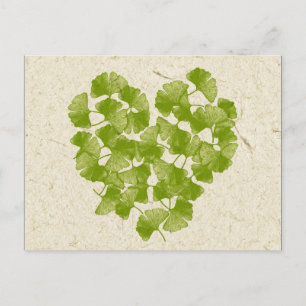 Cartão Postal Ginkgo Leaf Heart