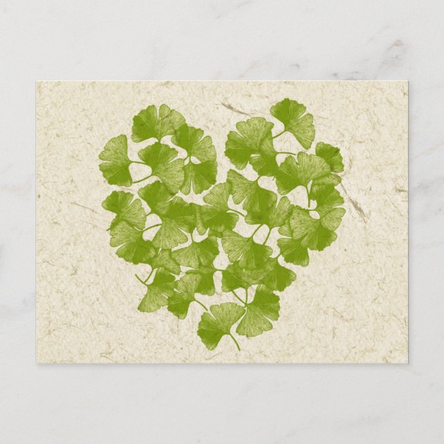 Cartão Postal Ginkgo Leaf Heart (Frente)