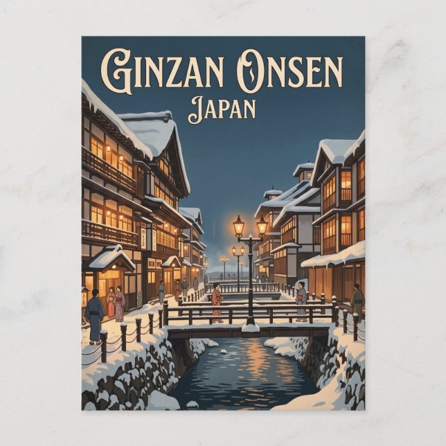 Cartão Postal Ginzan Onsen Japão (Frente)