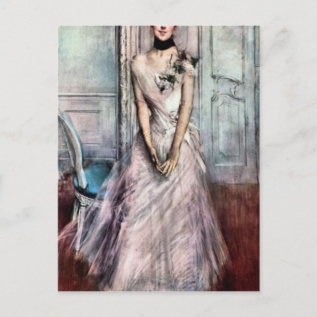 Cartão Postal Giovanni Boldini - Quadro pastoso branco (Frente)