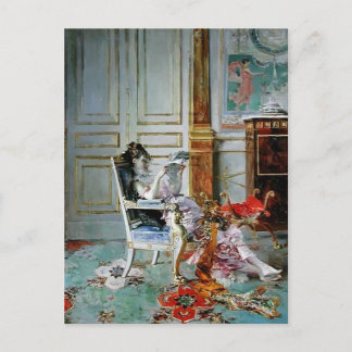 Cartão Postal Giovanni Boldini - Rapariga Lendo num Salão