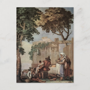 Cartão Postal Giovanni Tiepolo: Família Camponesa na Mesa