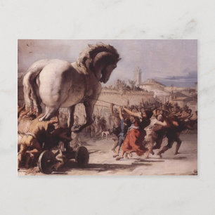 Cartão Postal Giovanni Tiepolo - Procissão do Cavalo de Troia